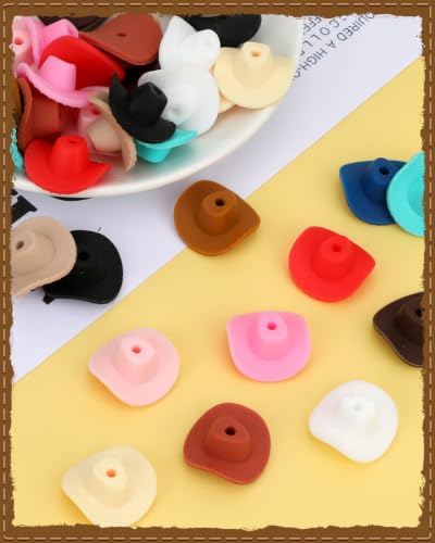 12PCS Cowboy hat Silicone Focal Beads for Pens | Focal Beads for Keychain Making,Pens,Bracelet,Necklace Crafts,Bulk Silicone Beads for DIY（Cowboy hat） - color: Cowboy hat