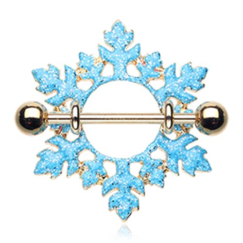 Golden Glam Snowflake Nipple Shield Ring Sold As Pair