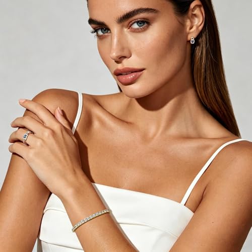 4mm Tennis Bracelets for Women - 4mm Round Cut Cubic Zirconia with 18K White Gold Plated, Classic Diamond Tennis Bracelet for Women/Men,Size 6/6.5/7/7.5/8/8.5/9 inch - size: 8.5 inch