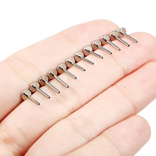 F136 Titanium 20/18/16G Threaded/Threadless Flat Earring Back Converter Kit Nose Lip Rings Medusa Labret Flatback Posts Cartilage Helix Conch Tragus Stud Piercing Jewelry Bar for Women Men - color: Internally Threaded, size: 18g, 5/16in