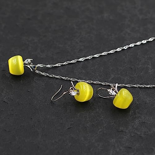 Uloveido Apple Necklace and Earrings Set for Women Cute Apple Jewelry Set for Teacher Mom YL007 - color: Yellow