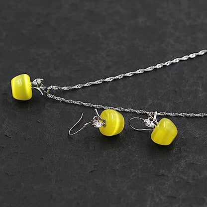Uloveido Apple Necklace and Earrings Set for Women Cute Apple Jewelry Set for Teacher Mom YL007 - color: Yellow