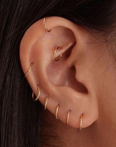316L Stainless Steel Hoop Earrings, Hinged Segment Earrings Hoop, Cartilage Helix Conch Daith Septum Earrings Hoops - color: Gold, size: 1.2*11mm