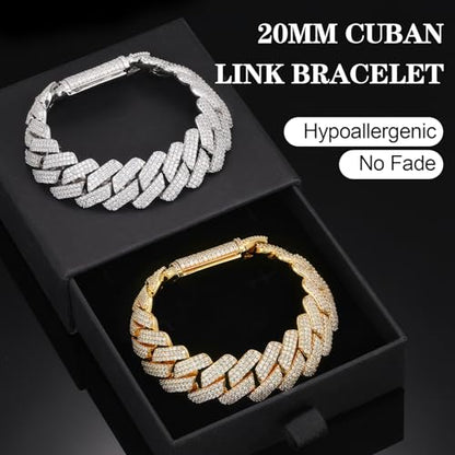 Ucciyo 30MM/25MM Cuban Link Chain for Men, Luxury Iced Out Diamond Chain | Luxurious Diamond-Simulated, Large Miami Cuban Style, 18K Gold Plated - color: Gold-18MM, size: 7.5 Inch