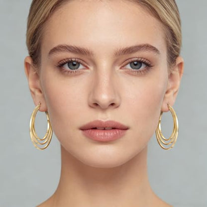 Parmuz 925 Sterling Silver Earrings Hoops for Women Ladies Simple Lightweight Twisted Medium Hoop Earrings With Cubic Zirconia Hypoallergenic Jewelry for Her - color: Gold 4