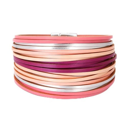hotoo Leather Wrap Bracelet for Women - color: Pinkish purple