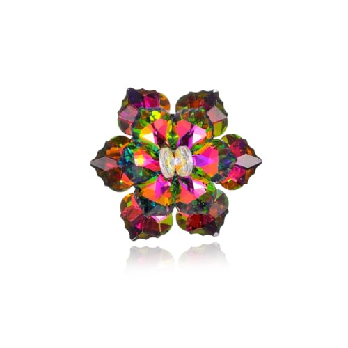 Crystal Flower Brooch Pin for Women Dress Suit Bag Hat Broochs Pins Christmas Brooch Pin Wedding Party Birthday Dance Jewelry Accessories - color: Iridescent Color Crystal Brooch Pin