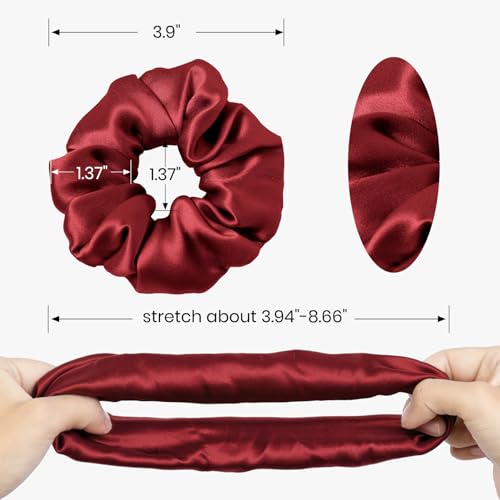 LILYSILK Silk Hair Scrunchies/Ties for Frizz & Breakage Prevention, 100% Mulberry, No Damage, Elastic ponytail Holders, 1Pc, Claret - color: Claret