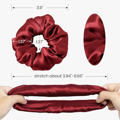 LILYSILK Silk Hair Scrunchies/Ties for Frizz & Breakage Prevention, 100% Mulberry, No Damage, Elastic ponytail Holders, 1Pc, Claret - color: Claret