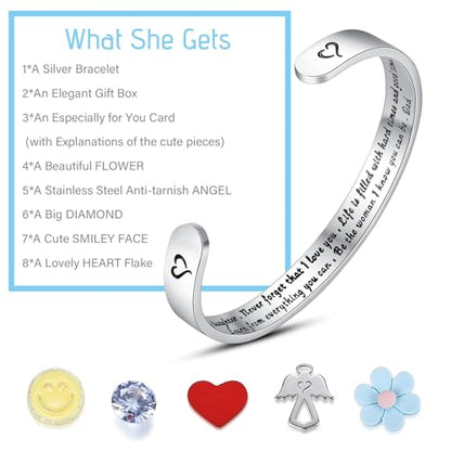 SAM & LORI Personal Bracelets for Teens/Women-Inspirational Jewelry Gifts (Various Designs) for Daughter/Sister/Mom/Friends-Adjustable Bracelet in a Pretty Gift Box - style: 2-Daughter Dad-To my daughter,...Dad