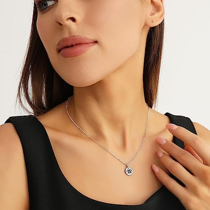 Zealmer Dainty 18K Gold Plated Compass World Map Pendant Necklace Graduation Gift for Friends - color: Compass Silver Tone