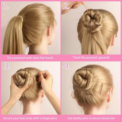 Teenitor 300pcs Bobby Pins Rose Gold Hair, 100 Bobby Pins 100 Hair Pins for Women 100 Hair Bands Kit, Hair Pins for Buns 2" 2.36" 2.75" Rose Gold - color: Rose Gold