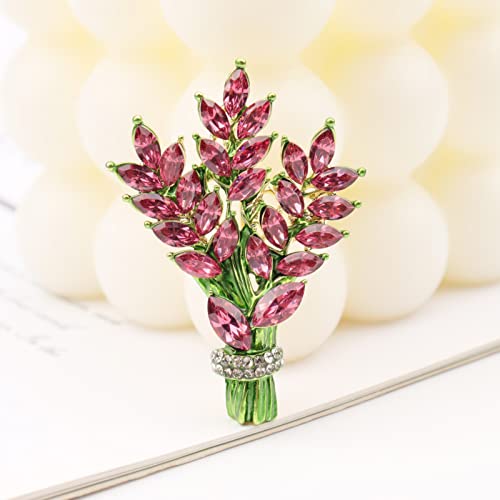 Lavender flower brooch crystal rhinestone tulip brooch elegant accessories jewelry women brooches and pins fashion jewelry wedding flowers lapel pin - color: Rose lavender brooch