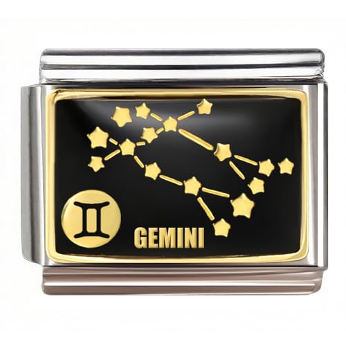 Italian Charm Bracelet Link, 12 Zodiac Constellation, 9mm, Sign Charm - color: Gemini (5.21 ~ 6.20)