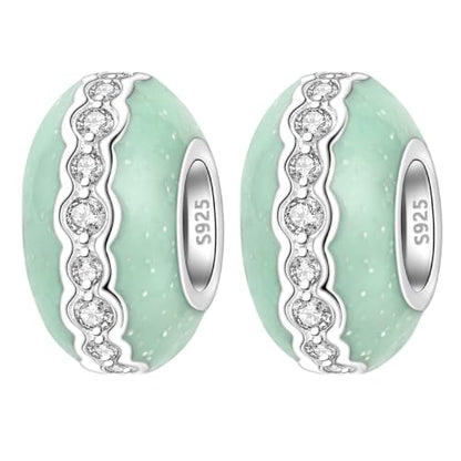 Spacer Stopper Beads for Bracelets & Necklaces, 925 Sterling Silver Beads | Smooth & Pave Cubic Zirconia (White, Blue, 18K Gold Plated) | Anti-Slide Separator Charms S925 Women Jewelry - color: 2PCS Colorful spacer