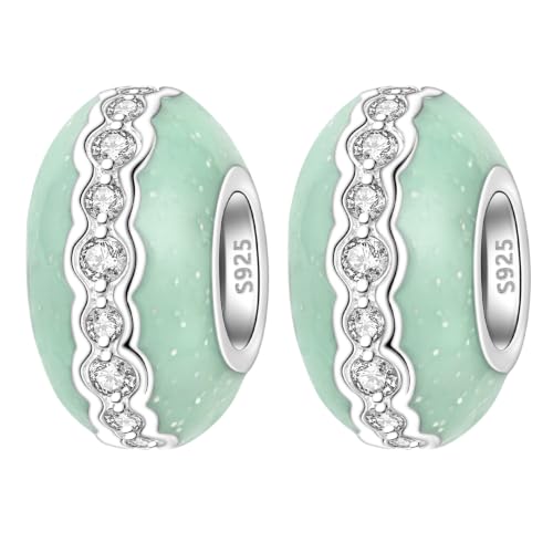 Spacer Stopper Beads for Bracelets & Necklaces, 925 Sterling Silver Beads | Smooth & Pave Cubic Zirconia (White, Blue, 18K Gold Plated) | Anti-Slide Separator Charms S925 Women Jewelry - color: 2PCS Colorful spacer
