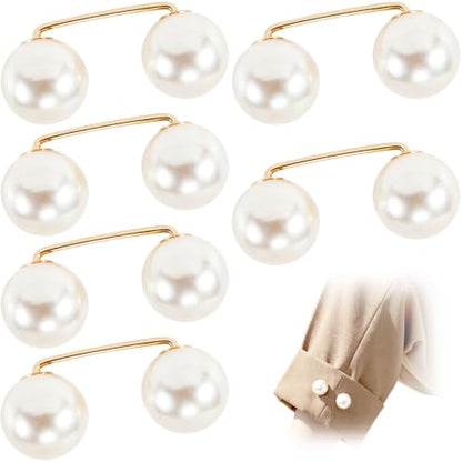 8 Pcs Faux Pearl Brooch Pins, Beige Decorative Pearl Safety Pins for Clothes, Wedding Decoration Shawl Collar Buttons Cardigan Sweater Pants Clip for Women Dresses Shirts Jeans