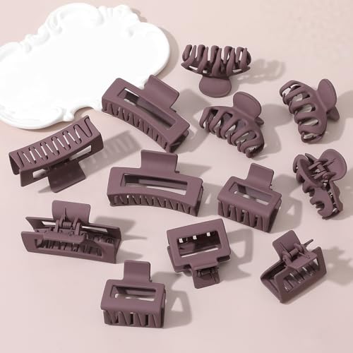 Small Medium Claw Clips for Women, 3 Styles Hair Clips for Thick and Thin Hair, Non-slip Strong Hold, 12 Pcs (Burgendy) - color: Burgendy