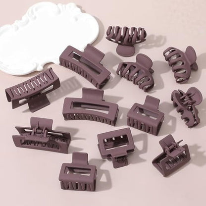 Small Medium Claw Clips for Women, 3 Styles Hair Clips for Thick and Thin Hair, Non-slip Strong Hold, 12 Pcs (Burgendy) - color: Burgendy