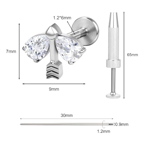 G23 Titanium Gold Filled 16G Cartilage Earring, 6mm 8mm - color: Arrow, Silver, size: 6MM