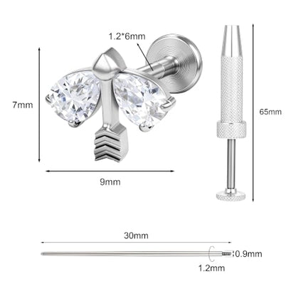 G23 Titanium Gold Filled 16G Cartilage Earring, 6mm 8mm - color: Arrow, Silver, size: 6MM