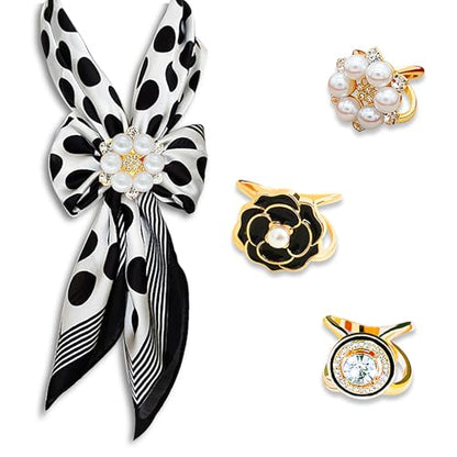 3pcs Elegant Rhinestone Daisy FLowers Scarf ring Buckle for Lady Heart Crystal Rhinestone Scarves Clip Buckle for women - color: Scarf clip L-3PCS
