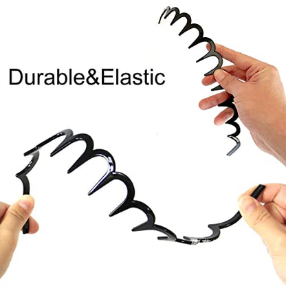 ULTIMUTE 8 PCS Fashion Effortless Plastic Headbands with Teeth Comb Black Skinny Headbands No Slip Hair Accessories Bands for Women Men Teen Girls, Lacquered Black - color: Lacquered Black