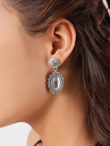 Gothic Floral Teardrop Dangle Earrings, Goth Vintage Boho Western Earrings, Christmas Jewelry Gift