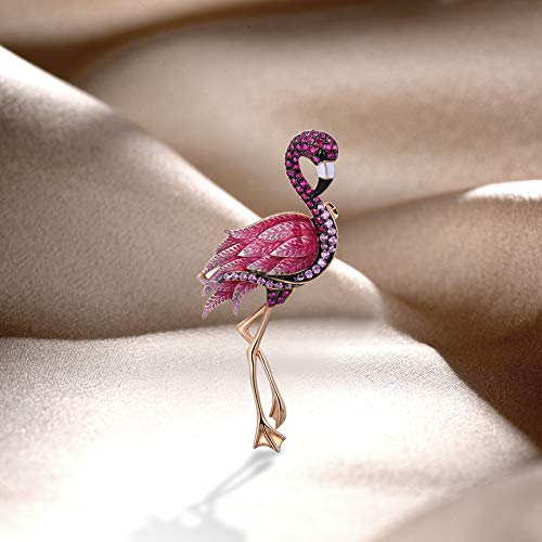 Santuzza 925 Sterling Silver Enamel Brooch Pin for Women - color: [B]Flamingo
