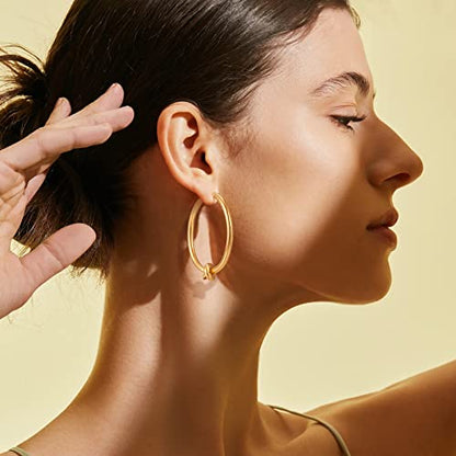 Large Gold Knot Hoop Earrings for Women 18K Gold Hoop Earrings Statement Lightweight Hoops Trendy Gold Hoops Earrings Jewelry - color: B-Big Hoop Earrings-Gold