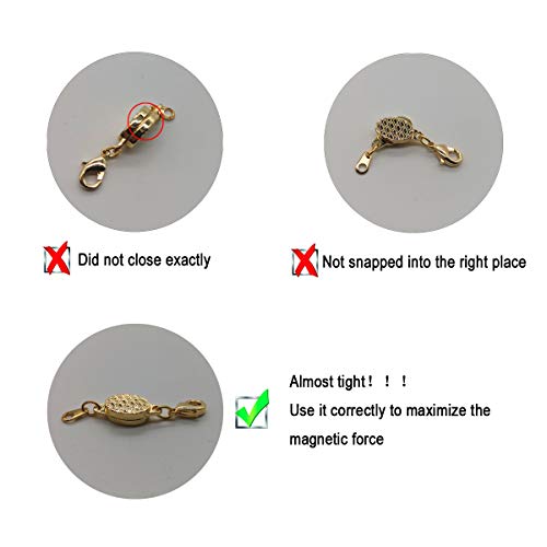 Locking Magnetic Jewelry Clasp for Necklace and Bracelet, Gold and Silver | Built-in Safety Locking, Light Small Extender, Lobster Clasps, Pineapple Texture, Metallic Finishes - color: Pineapple Gold and Silver