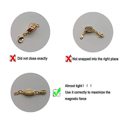 Locking Magnetic Jewelry Clasp for Necklace and Bracelet, Gold and Silver | Built-in Safety Locking, Light Small Extender, Lobster Clasps, Pineapple Texture, Metallic Finishes - color: Pineapple Gold and Silver