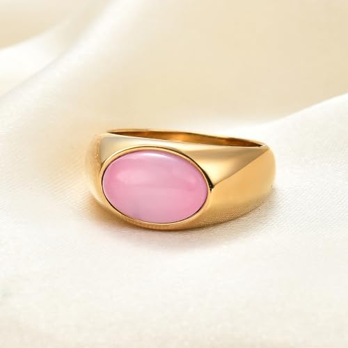 MYNENEY Signet Mens Pinky Rings Statement Wedding for Women - color: Pink-Gold