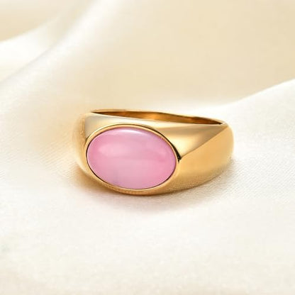 MYNENEY Signet Mens Pinky Rings Statement Wedding for Women - color: Pink-Gold