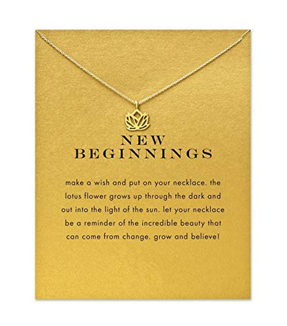 Baydurcan Friendship Anchor Compass Necklace Good Luck Elephant Pendant Chain Necklace with Message Card Gift Card - style: Louts flower