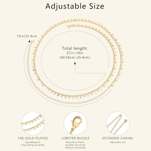 JINEAR 14K Gold Plated Waist Chain for Women Body Chain Belly Chains | Dainty Bead Chains Waterproof Summer Beach Bikini Accessories Gold Jewelry Belt Festival Outfits for Women - color: Flower Body Chains