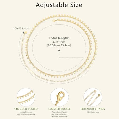 JINEAR 14K Gold Plated Waist Chain for Women Body Chain Belly Chains | Dainty Bead Chains Waterproof Summer Beach Bikini Accessories Gold Jewelry Belt Festival Outfits for Women - color: Flower Body Chains