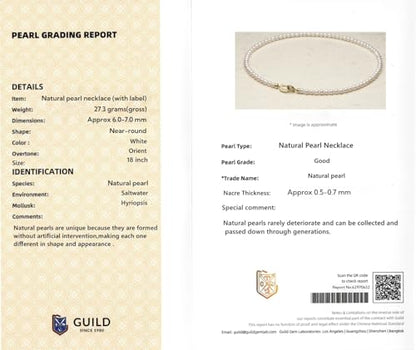 Collector's Natural Pearl Necklace,Baroque Pearl Necklace for Women, June Birthstone Jewelry Gift for Women's - color: 6.0-7.0mm 18inch