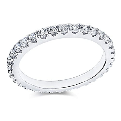 Bo.Dream Cubic Zirconia Eternity Rings Wedding Band 925 Sterling Silver - color: 0.98ct.tw (2.2mm full)