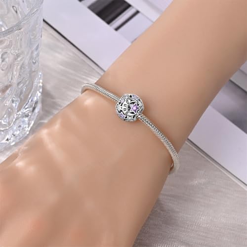Star Moon 925 Sterling Silver Birthstone Charm for Bracelet Women Jewelry - color: June