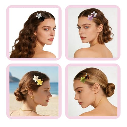 6PCS Acrylic Resin Stars Hair Clips, Geometric Alligator Cute & Fun Hair Clips for Women Girl, Non-Slip Large Barrettes, Hair Accessories for Women Ladies
