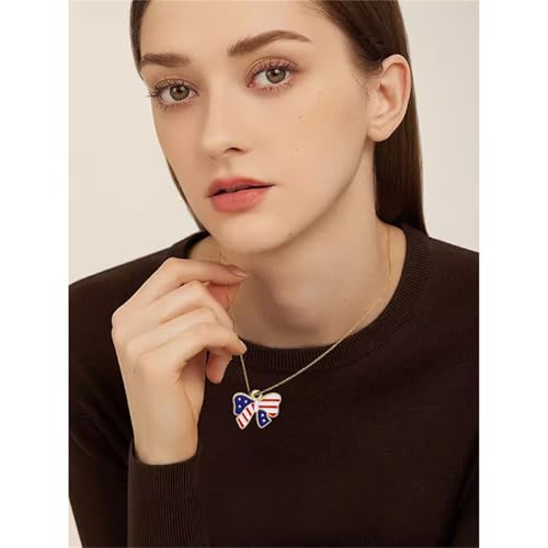 4th of July Earring Bracelet And Necklaces Jewelry Set for Women Men Personalized Red White and Blue Patriotic American Flag Dangle Drop Earrings Independence Day Holiday Accessories Gifts - style: bow