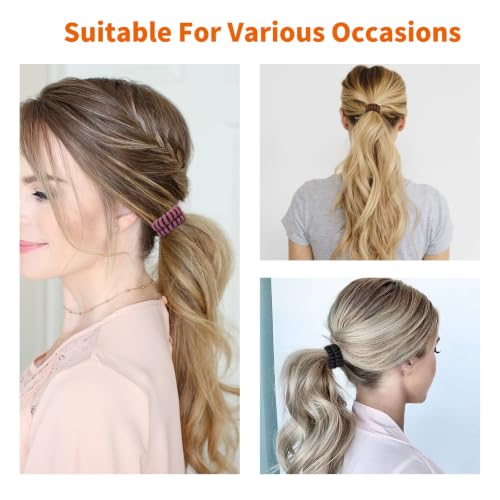 Spiral Hair Ties (Cloth Blue, 12 Pcs) - Coil Ponytail Holders for Thick Hair, No Crease Phone Cord Ties for All Hair Types - color: Cloth Blue 4.5CM