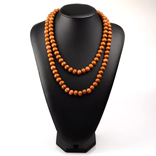COLORFUL BLING 8MM Natural Wood Bead Necklace Africa Wooden Chain Statement Unisex Chunky Strand Necklaces Hip Hop Jewelry - color: khaki