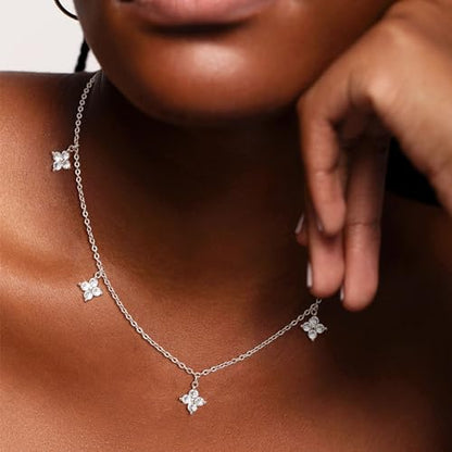 Tewiky Pendant Necklace for Women 14k Gold Plated Chain Choker Necklaces | Dainty Necklaces,Aesthetic Simple Necklace,Jewelry Gifts for Women - color: cross cz choker silver