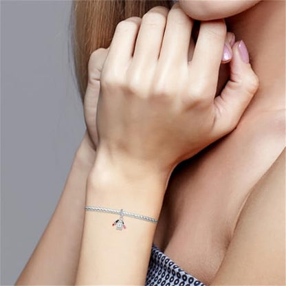 HONGRUI 925 Sterling Silver Charm for Bracelets Fashion Women Jewelry Gift - color: Red lipstick
