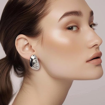 Jean Beau Chunky Gold Stud Earrings for Women Trendy Gold Plated Dangle Drop Prom Birthday Fashion Office Jewelry Gift - color: Shell