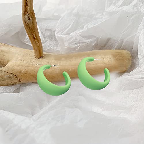 Acrylic Resin Earrings 70s 80s Colorful Hoop Earrings C Shape Trendy Chunky Cute Candy Earrings Jewelry for Women - color: Light Green
