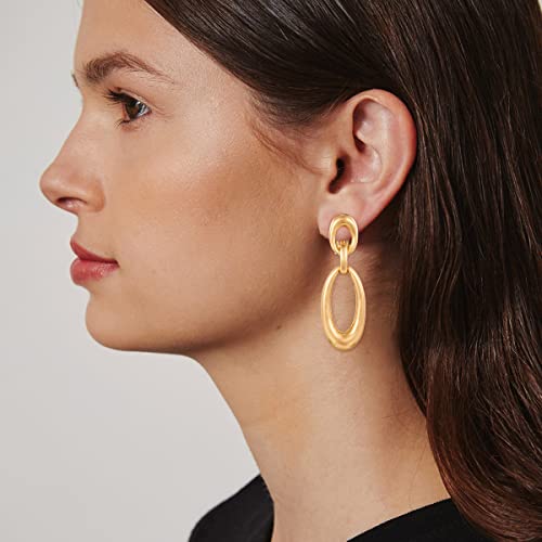 MUYAN Gold Clip On Drop Earrings for Women Non Piercing Dangle Earrings Fashion Jewelry - color: E Clip Gold