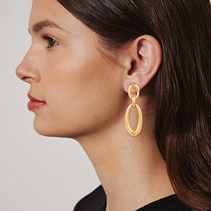 MUYAN Gold Clip On Drop Earrings for Women Non Piercing Dangle Earrings Fashion Jewelry - color: E Clip Gold